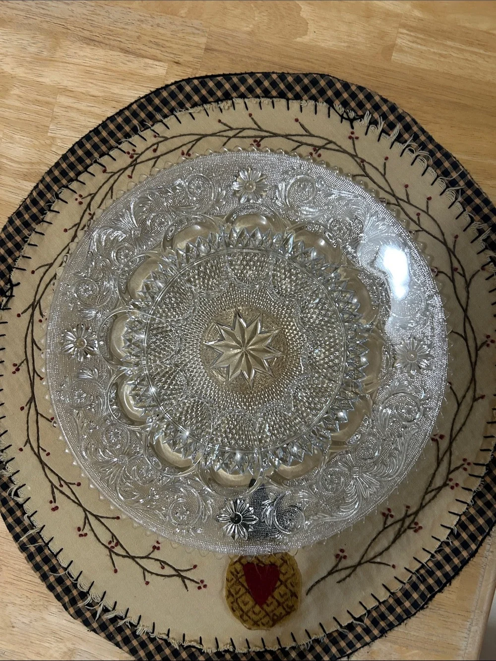 Vintage, Deviled Egg Platter - Clear Floral Star Design